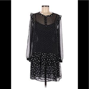 NWT Ann Taylor LOFT Dress Swiss Polka Dot Long Sleeve Chiffon Mixed Print Medium